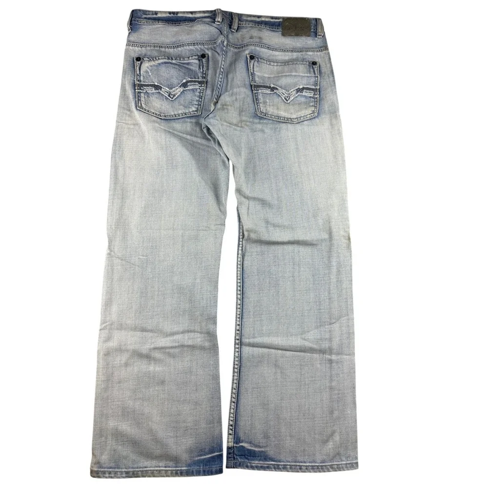 Buffalo David Bitton‎ Driven Relaxed Straight Jeans Men 36 Blue Denim Distressed
